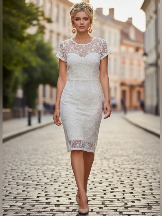 Free People Dresses & Skirts - Free People Ivory Lace Mini Dress Sheer Floral Boho Bridal Large